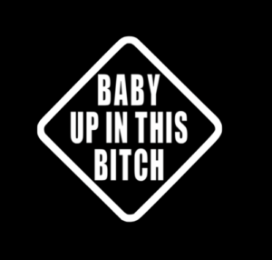 BABY UP IN THIS BITCH Vinyl Decal Sticker Car Window Bumper Funny On Board Love