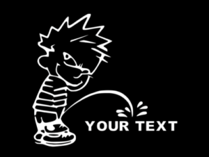 Custom Calvin Peeing On Vinyl Decal Funny Car Truck Sticker | Personalized Piss