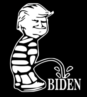 Trump Calvin Piss Pee On BIDEN Funny auto Window Wall Laptop Vinyl Decal Sticker